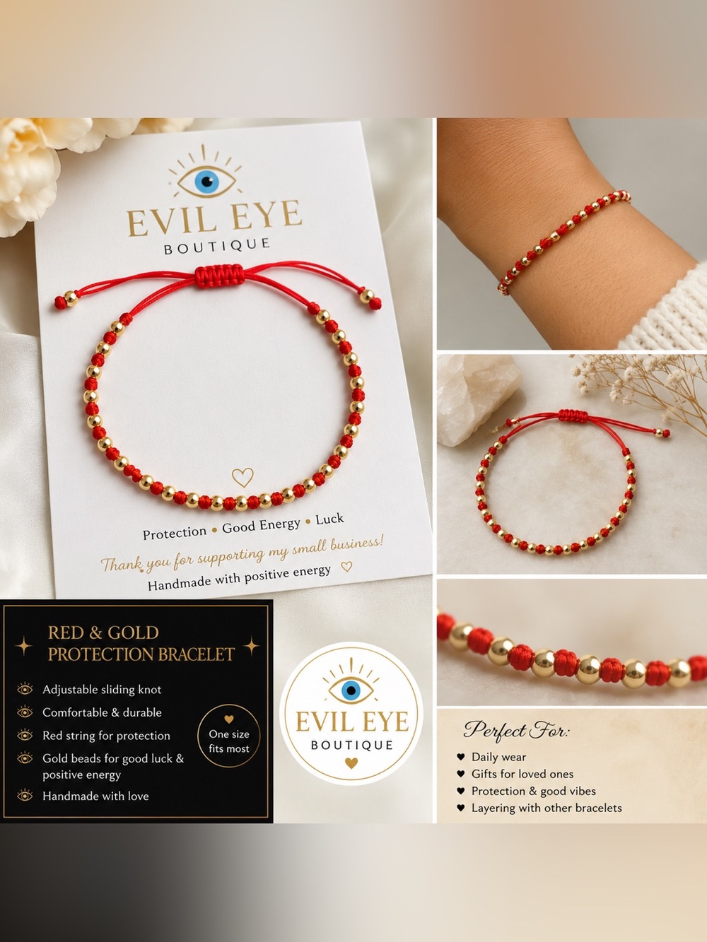 Red & Gold Protection Bracelet